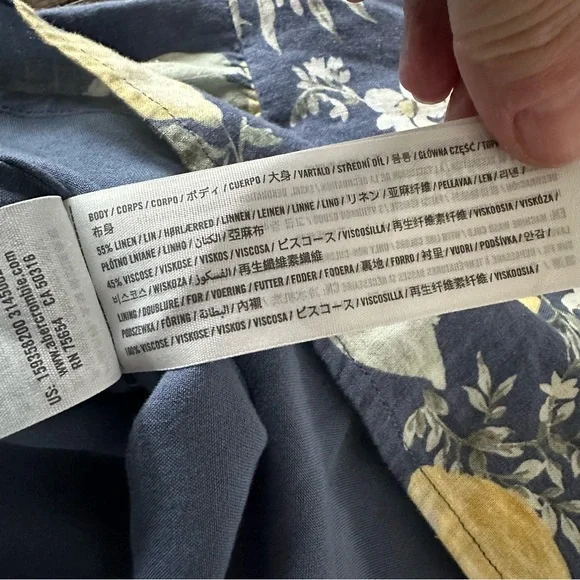 NWT Abercrombie & Fitch Dress Babydoll Linen Mini Dress Lemons Summer Size S - Picture 9 of 10